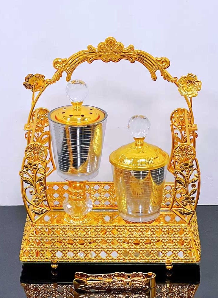 Golden Premium Incense Burner Set for Home Fragrance and Decore