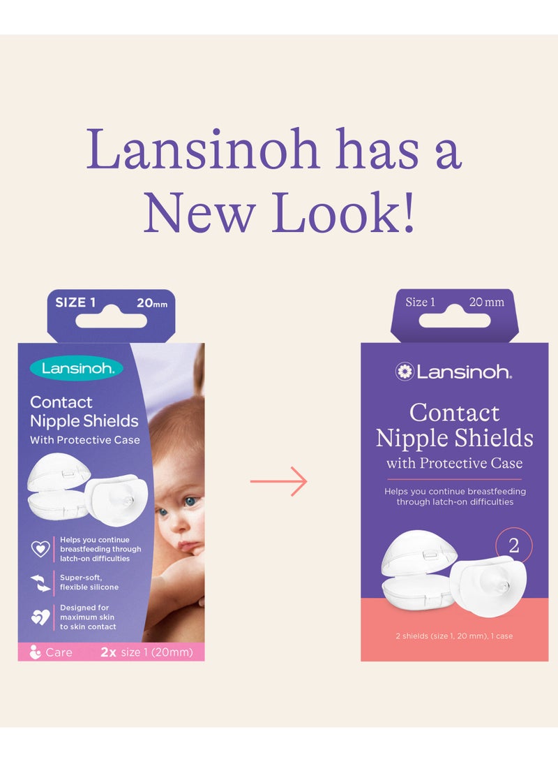 Lansinoh Contact Nipple Shields, 2 Nipple Shields (20mm) and Case