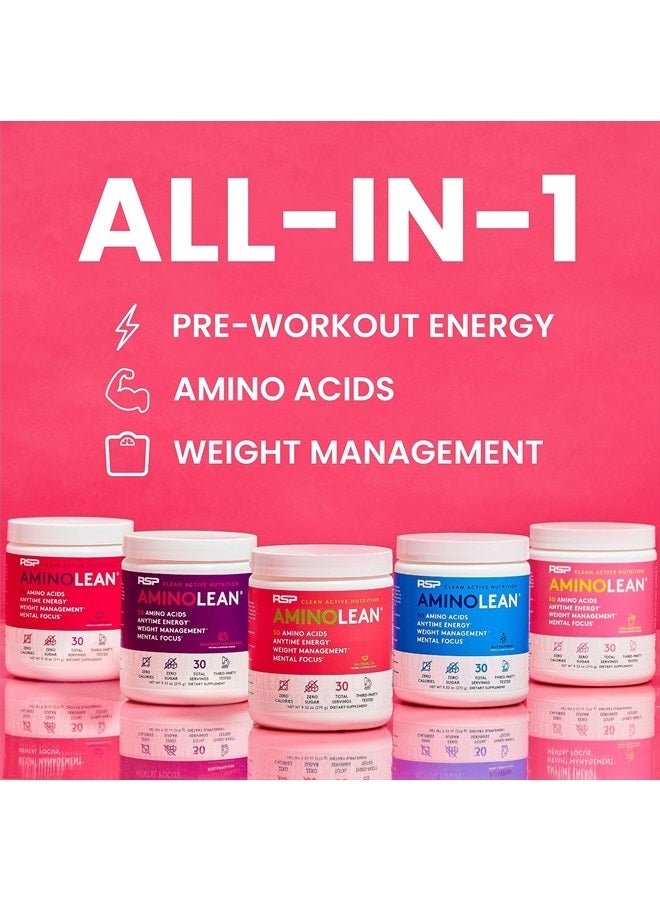 RSP Nutrition AminoLean Pre Workout Powder, Amino Energy & Weight Management with BCAA Amino Acids & Natural Caffeine, Preworkout Boost for Men & Women, 30 Serv