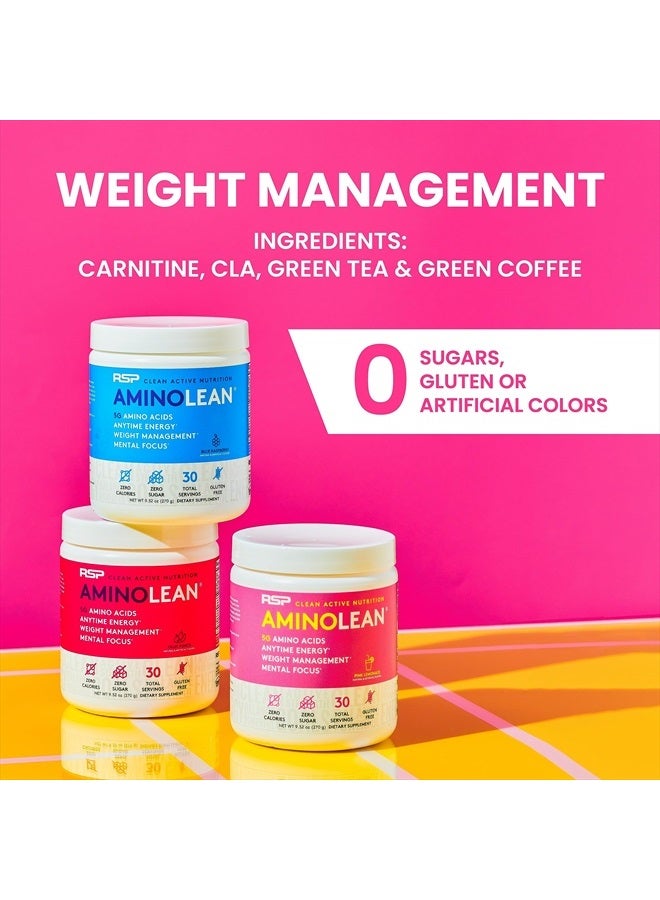 RSP Nutrition AminoLean Pre Workout Powder, Amino Energy & Weight Management with BCAA Amino Acids & Natural Caffeine, Preworkout Boost for Men & Women, 30 Serv