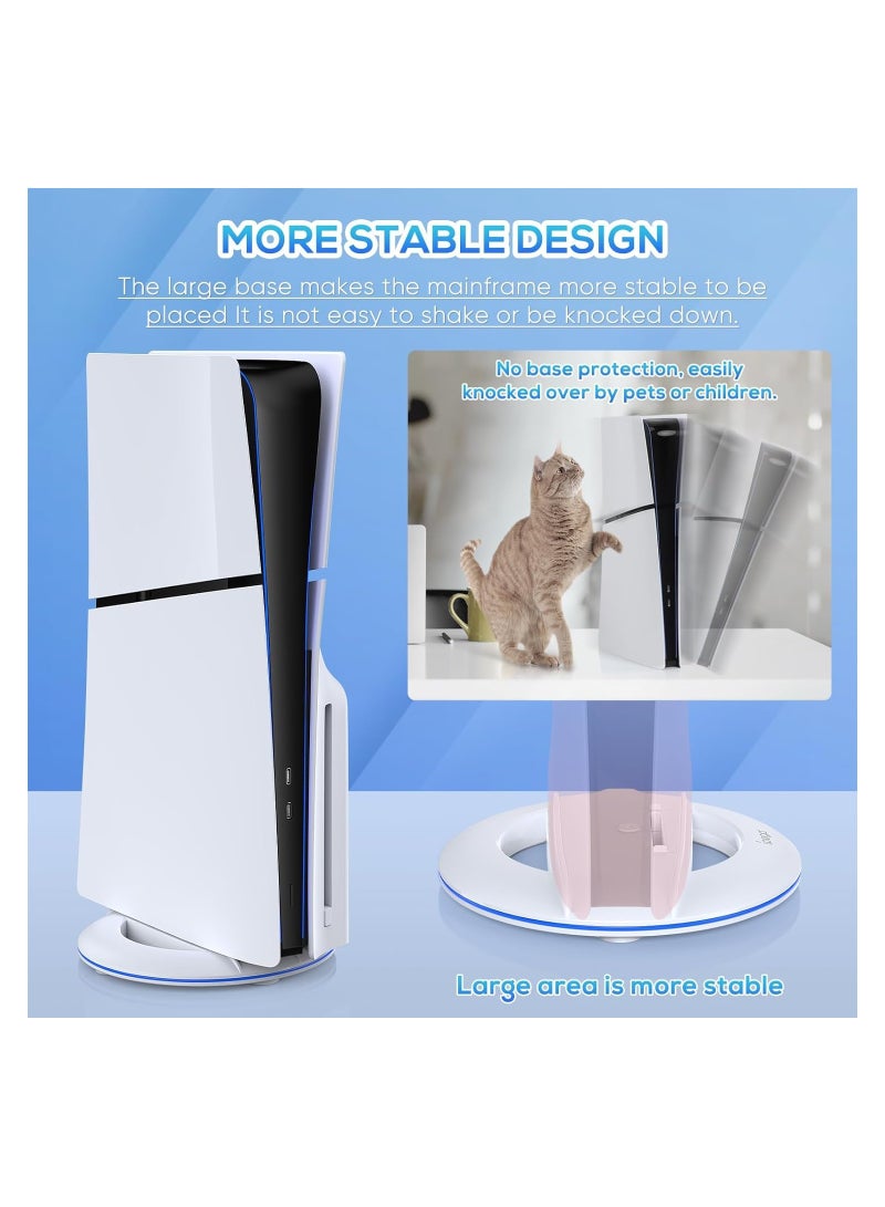 Vertical Stand for PS5 Slim Console Disc and Digital with Screw, Base Stand Replacement for Playstation 5 Slim Console, White