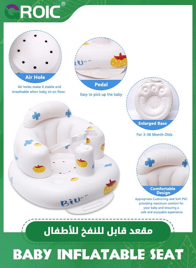 Inflatable Baby Floor Seat, Baby Chair for Sitting Up,Baby Seat, Baby Inflatable Seat, 3-Point Harness Baby Support Seat, Baby Floor Seat with Built in Air Pump