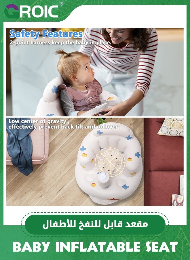 Inflatable Baby Floor Seat, Baby Chair for Sitting Up,Baby Seat, Baby Inflatable Seat, 3-Point Harness Baby Support Seat, Baby Floor Seat with Built in Air Pump