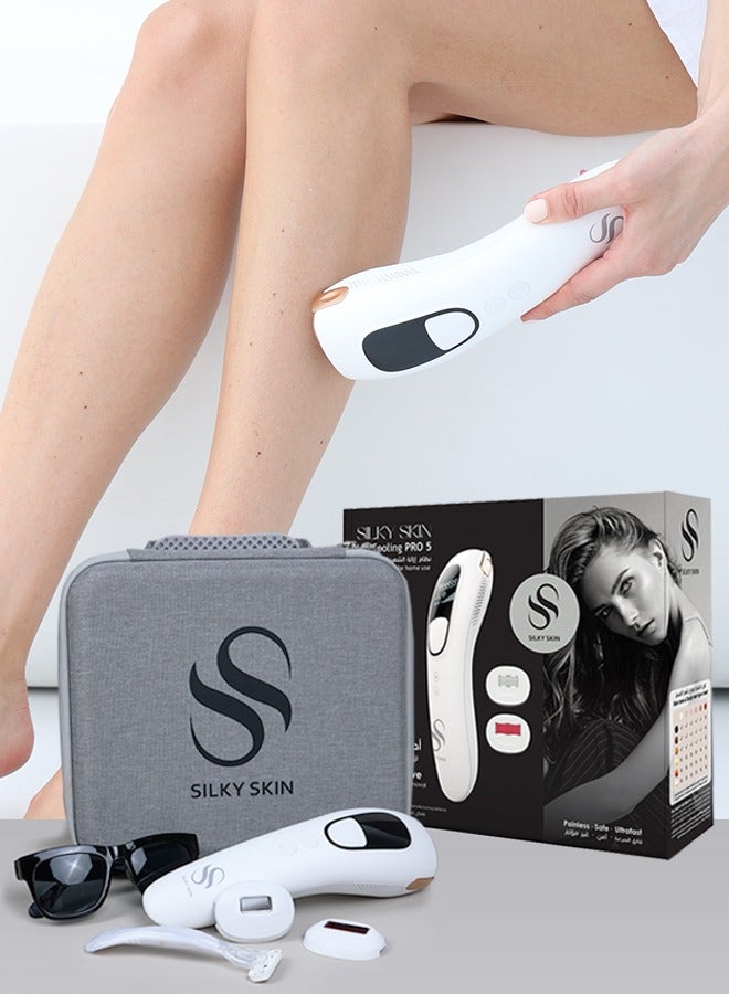 IPL Hair Removal for Women and Men, Ice-Cooling, Ice Painless Laser Hair Removal, with 2 attachments for Face, Body, and Precision Areas (Underarm & Bikini), 999999 Flashes Hair Remover with 5 Modes