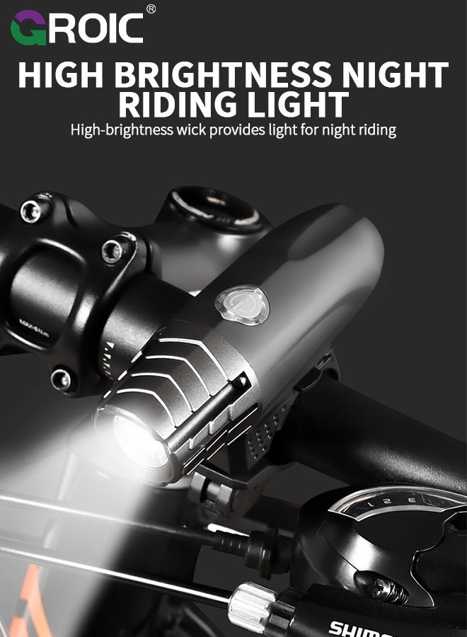 USB Rechargeable Bike Lights Set, Bicycle Light Set with Horn, Night Riding Front and Back Bicycle Light LED Bike Headlight Waterproof Easy to Install for Men Women Road Mountain MTB Cycling