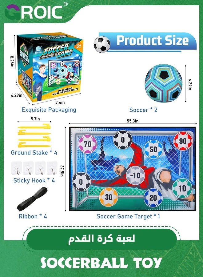 Soccer Game Set for Kids, Soccer Toys with Velcro Balls, Indoor Outdoor Backyard Toss Soccer Goal Game for Adults and Family Kids, Play Equipment Soccer Kit Gift for Boys