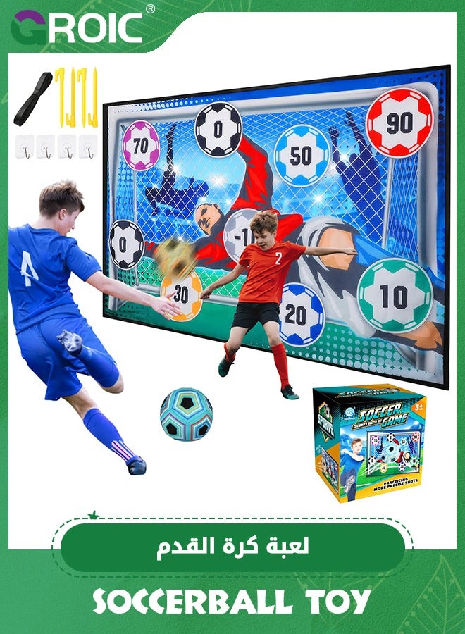 Soccer Game Set for Kids, Soccer Toys with Velcro Balls, Indoor Outdoor Backyard Toss Soccer Goal Game for Adults and Family Kids, Play Equipment Soccer Kit Gift for Boys