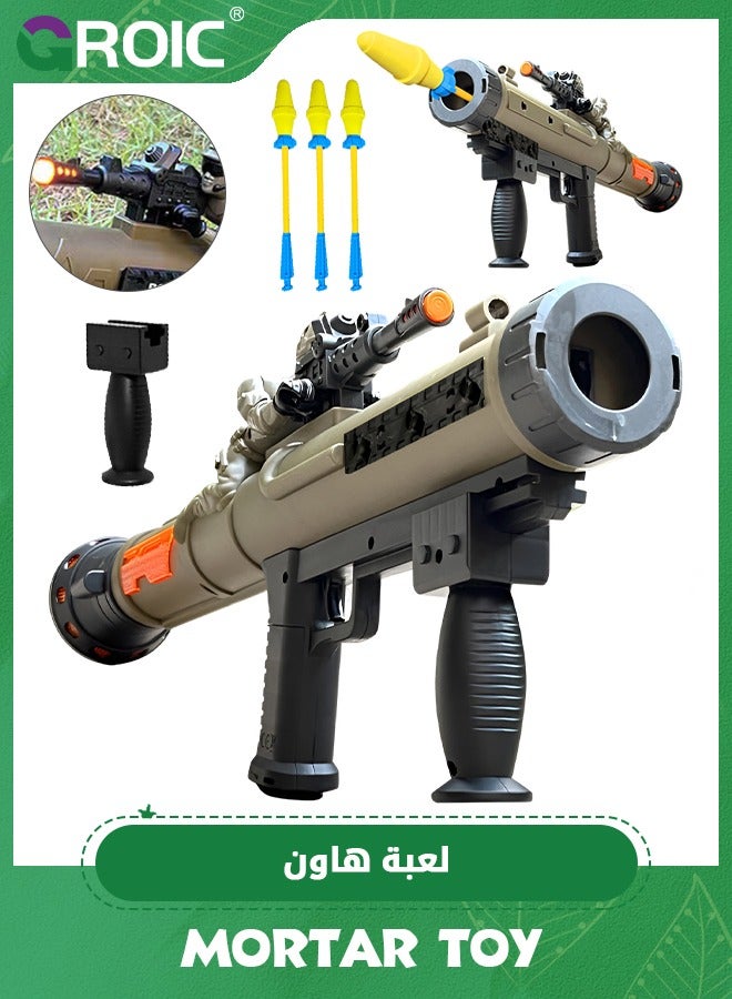 Military Toy Rocket Gun Set, Soft Bullet Gun Shooting Gun Toys with Brilliant Light, Missile Gun Mortar Gun Toy, Artillery Launcher Rocket Launcher Set, Kids Educational Rocket Gun