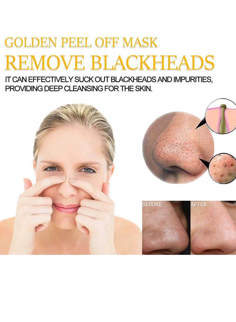 Gold Peel Off Mask, 98.4 Percent Golden Peel Off Blackhead Remover Mask, Exfoliating Anti Aging Gold Face Mask For Moisturizing Deep Cleansing, Reduces Fine Lines And Cleaning Pores