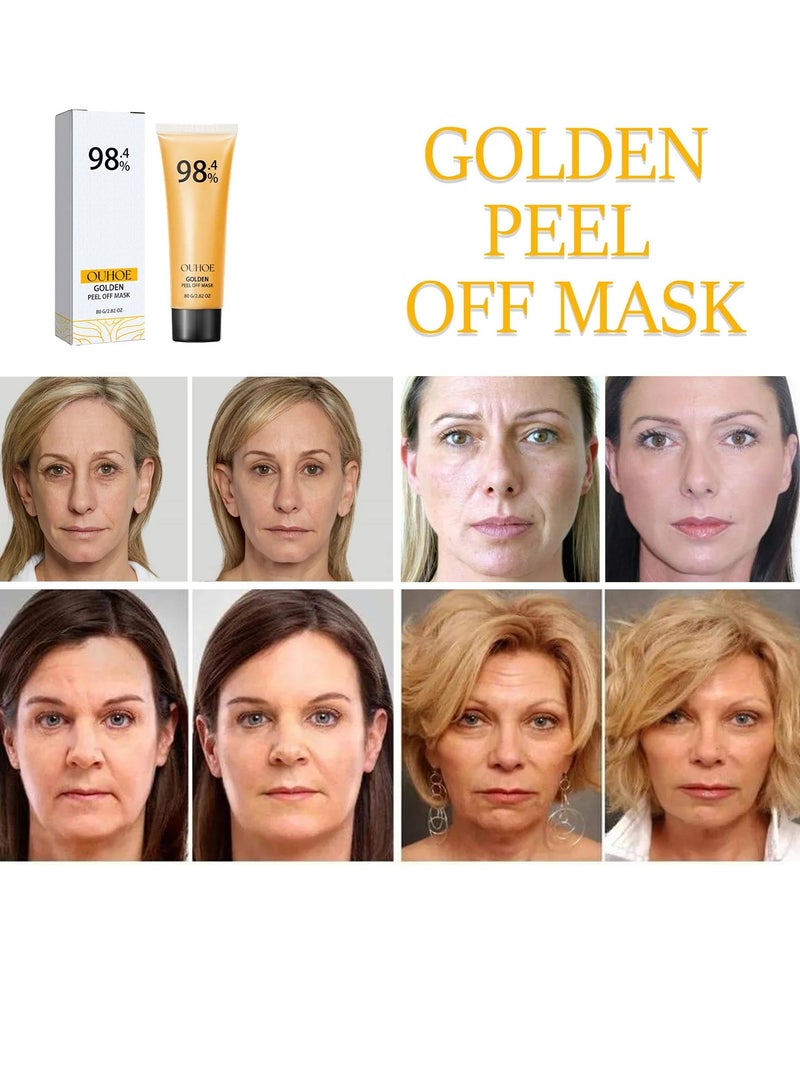 Gold Peel Off Mask, 98.4 Percent Golden Peel Off Blackhead Remover Mask, Exfoliating Anti Aging Gold Face Mask For Moisturizing Deep Cleansing, Reduces Fine Lines And Cleaning Pores