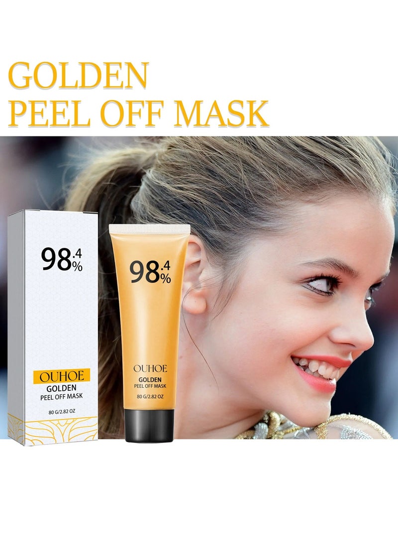 Gold Peel Off Mask, 98.4 Percent Golden Peel Off Blackhead Remover Mask, Exfoliating Anti Aging Gold Face Mask For Moisturizing Deep Cleansing, Reduces Fine Lines And Cleaning Pores