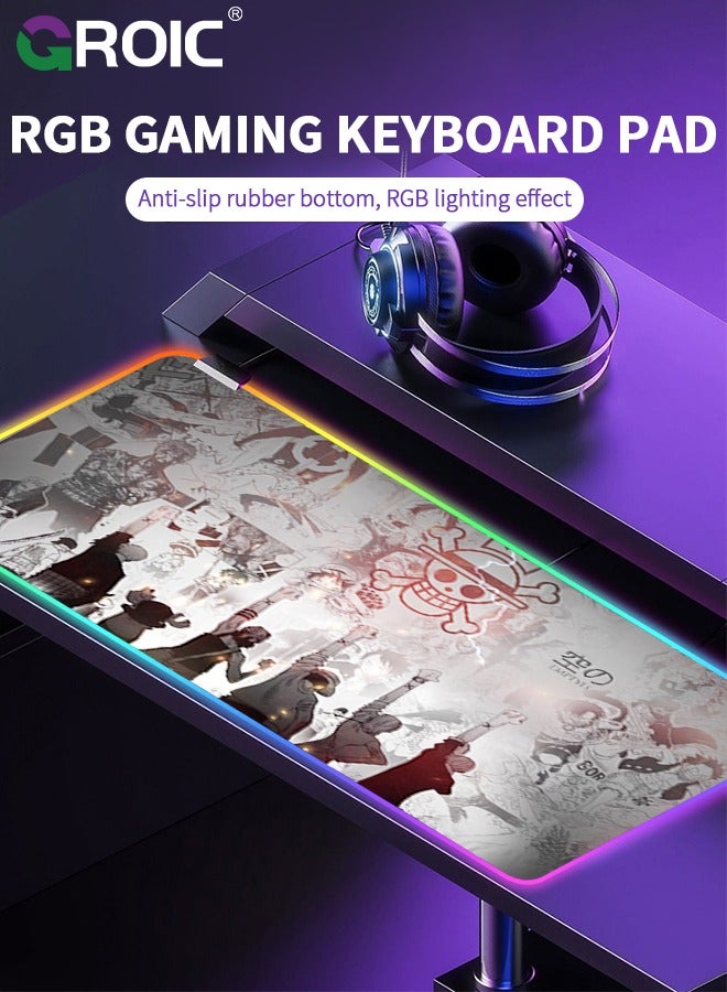 Gaming Mouse Pad with Lighting Modes, Oversize Anti-Slip Rubber Base with Waterproof Coating Mouse Mat for Computer PC Games