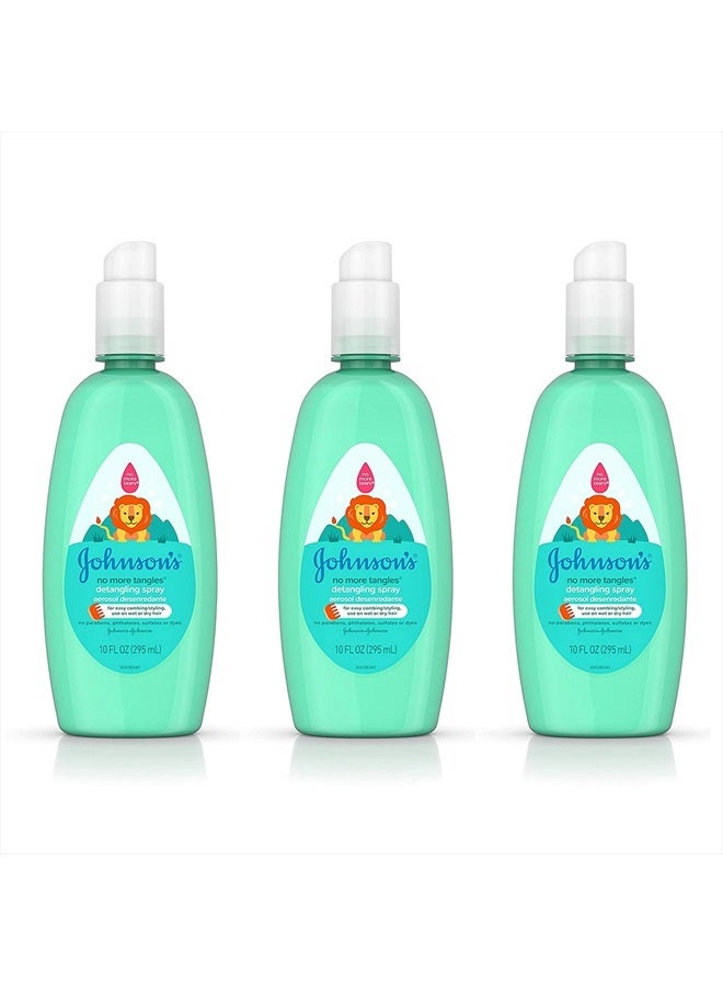 Johnson's No More Tangles Toddler & Kids Detangling Spray to Unlock Knots in Hair, Hypoallergenic & Paraben-Free, No More Tears Tear-Free Formula For Wet or Dry Hair, 10 fl. oz(Pack of 3)