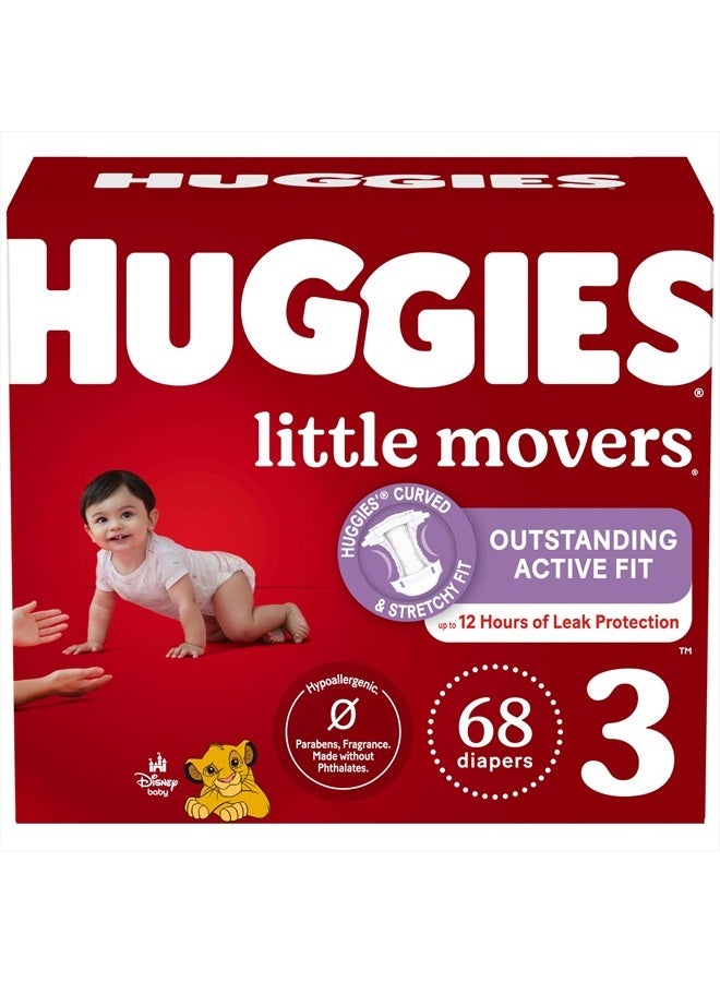 Huggies Size 3 Diapers, Little Movers Baby Diapers, Size 3 (16-28 lbs), 68 Count