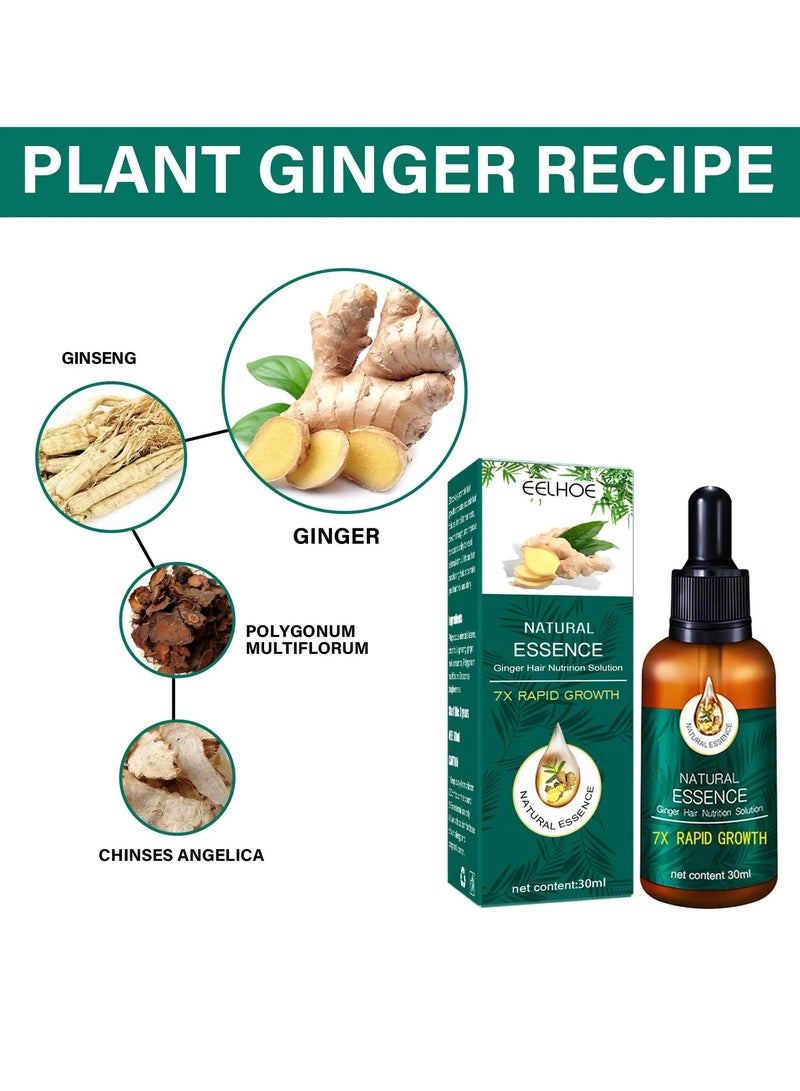 Natural Essence Ginger Hair Nutrition Solution, Hair Regrowth Serum Hair Loss Liquid With Ginger Ginseng Essence For Thining Hair Strength Hair Root