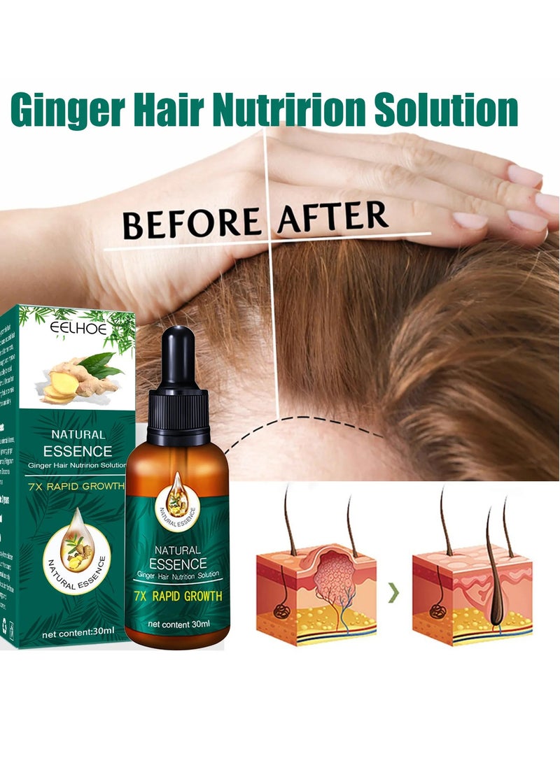 Natural Essence Ginger Hair Nutrition Solution, Hair Regrowth Serum Hair Loss Liquid With Ginger Ginseng Essence For Thining Hair Strength Hair Root