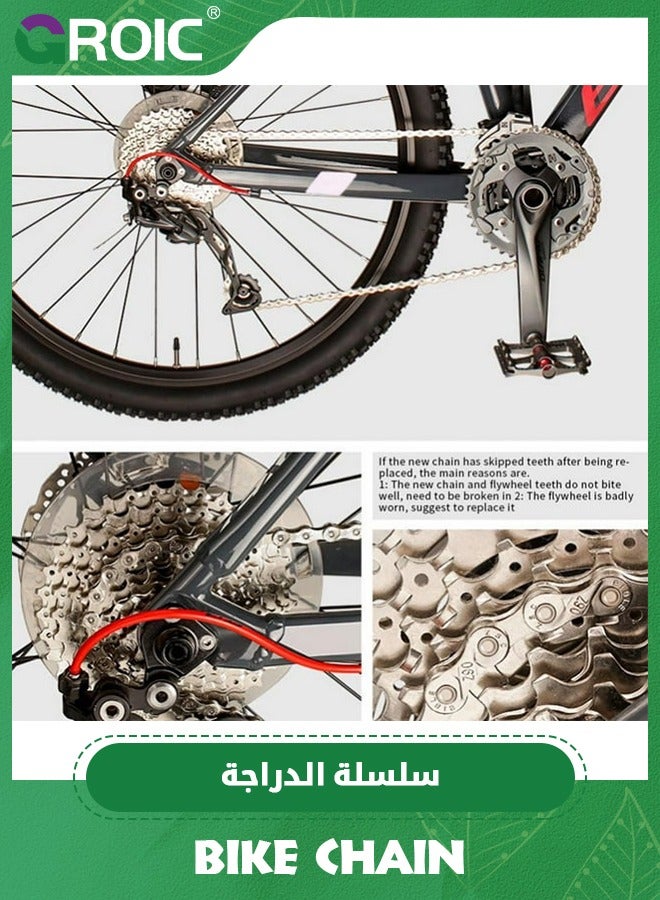 Bike Chain 10 Speed 116 Links Half Hollow Lightweight Sports Bicycle Chains 116 Links with Reserve Missing Link for Road Bike/MTB/BMX Chain
