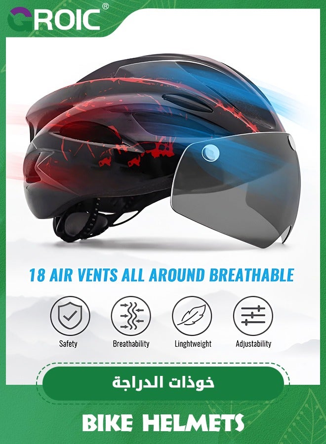 Bike Helmet with Detachable Magnetic Goggles Removable Sun Visor, Mountain & Road Bicycle Helmets for Adult Cycling Helmets, Sports Lightweight Bicycle Helmet Road Recreational Cycling Helmet