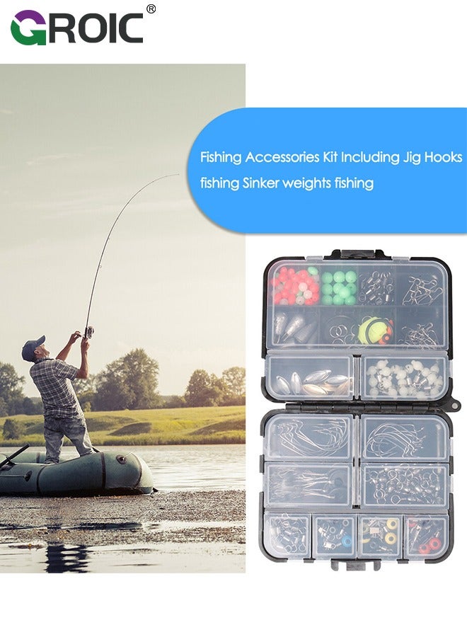 183Pcs Marine Fishing Terminal Tackle kit, Hooks Weights Terminal Tackle and Fishing Accessories kit, surf Fishing Weights and Gear, Adjustable ECO Fishing Weights sinkers, Saltwater or Freshwater