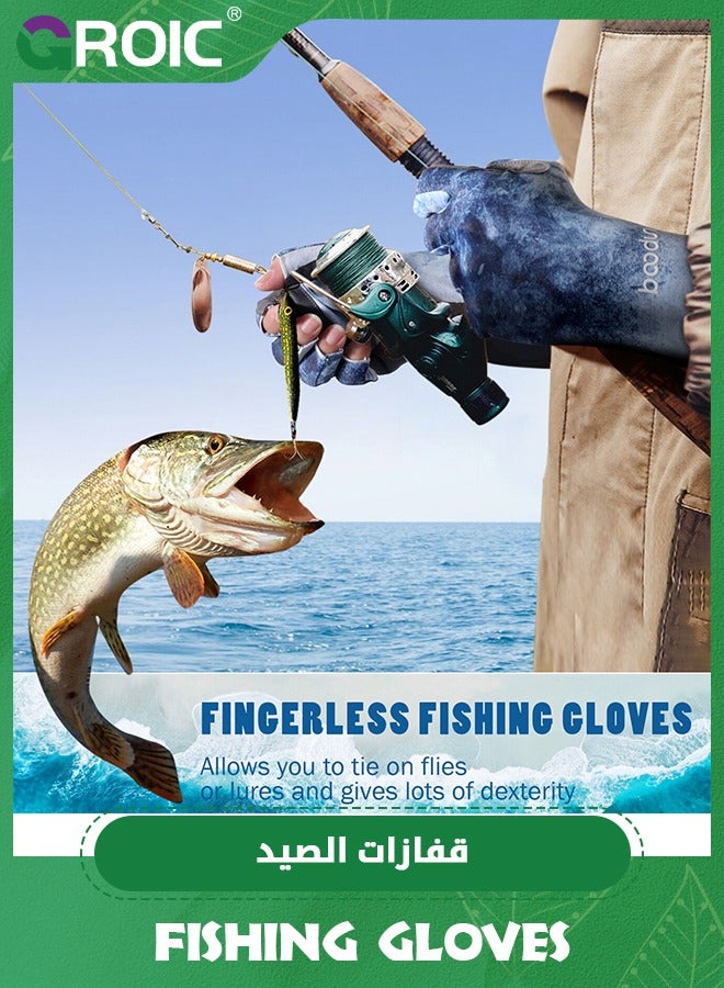 Fishing Gloves Half-Fingers Sun Gloves UPF 50+ Fishing Gloves, Half-Fingers Sun Protection UV Protection Fishing Gloves Men/Women for Kayaking, Hiking, Paddling, Driving, XL