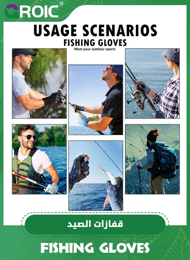 Fishing Gloves Half-Fingers Sun Gloves UPF 50+ Fishing Gloves, Half-Fingers Sun Protection UV Protection Fishing Gloves Men/Women for Kayaking, Hiking, Paddling, Driving, XL