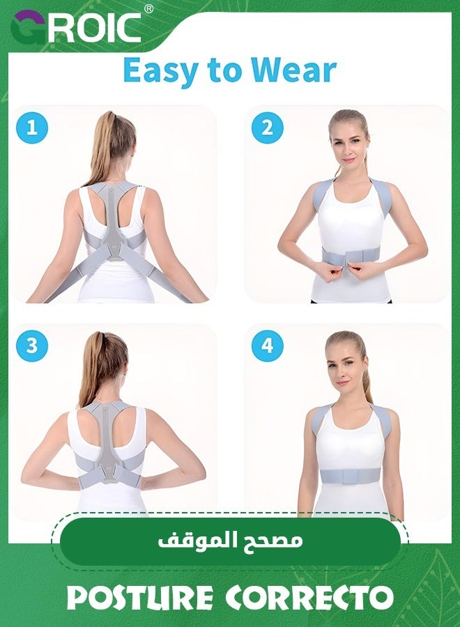 Posture Corrector for Women, Adjustable Upper Back Brace for Back Support and Providing Pain Relief, Shoulder - Comfortable Upright Back Straightener (M 31-36 Inch)