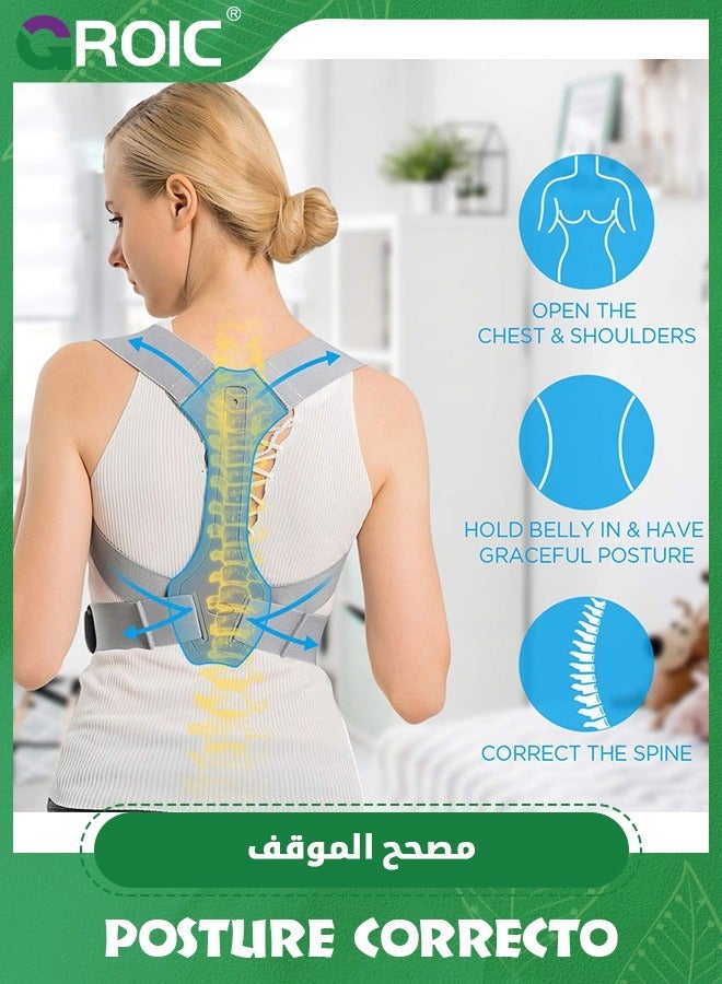 Posture Corrector for Women, Adjustable Upper Back Brace for Back Support and Providing Pain Relief, Shoulder - Comfortable Upright Back Straightener (M 31-36 Inch)