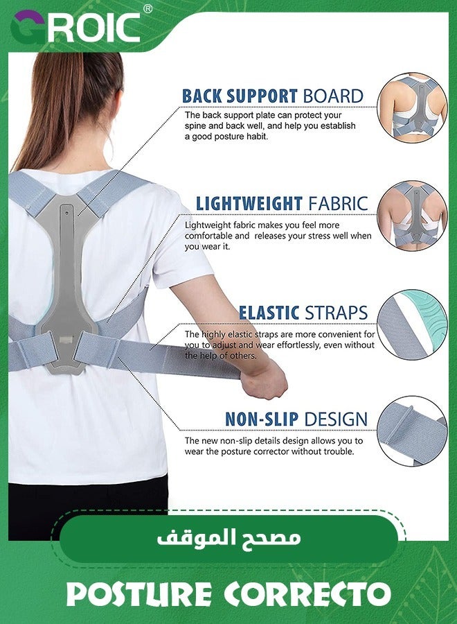 Posture Corrector for Women, Adjustable Upper Back Brace for Back Support and Providing Pain Relief, Shoulder - Comfortable Upright Back Straightener (M 31-36 Inch)