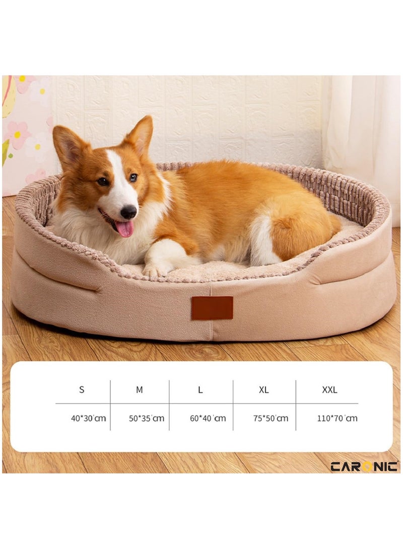 Pet Bed Soft Comfortable Modern Pets Bed With Slip Resistant Bottom Washable Dogs And Cat Bed Brown