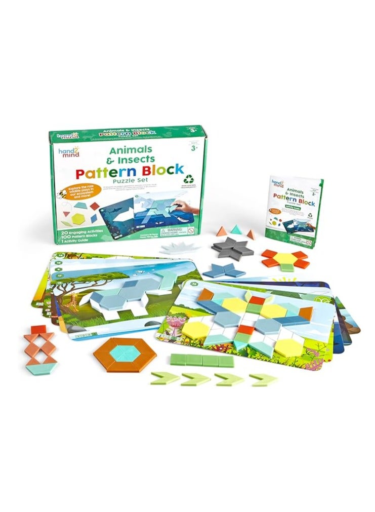 Learning Resources 94461 Animals & Insects Set, Play, Shape Puzzle, Pattern Blocks Cards, Maths Counters, Sorting, Counting Toy, Preschool Activities, Ages 3+, Multi-Coloured
