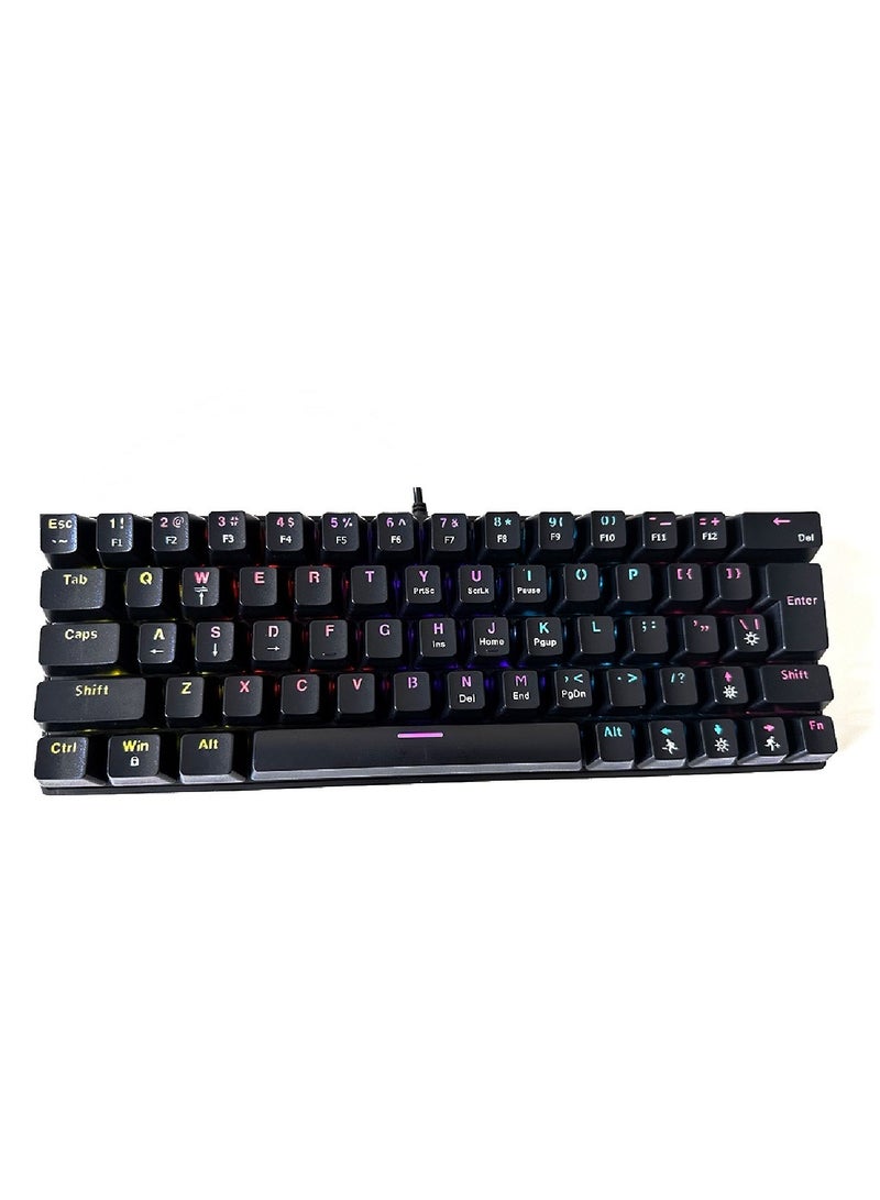 63 Keys Wired Mechanical Gaming Keyboard Rgb Backlit Ultra Compact Mini Keyboard Waterproof Mini Compact 63 Keys Keyboard For PC Mac Gamer Typist Travel Easy Black