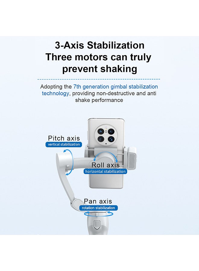 3-Axis Stabilizer Gimbal Stabilizer for Smartphone 0.28g/0.61lbs Payload Anti-shaking Support Gestures Control BT Connection with AI Vision Sensor & Fill Light Module Replacement