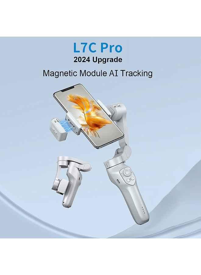 3-Axis Stabilizer Gimbal Stabilizer for Smartphone 0.28g/0.61lbs Payload Anti-shaking Support Gestures Control BT Connection with AI Vision Sensor & Fill Light Module Replacement