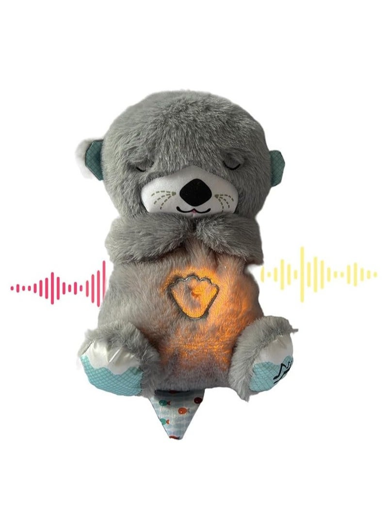Soothe 'N Snuggle Otter Breathing Belly Plush Sound Machine Stuffed Animal Soothing Anxiety Stress Otter Musical Soothe Otter Sleep Buddy With Music Lights Rhythmic Breathing Motion