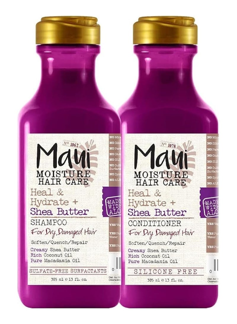 Maui Moisture Heal & Hydrate Shea Butter Shampoo and Conditioner Set (385 ml x 2)