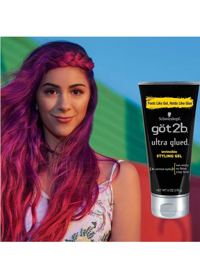 Got2B Ultra Glued Invincible Styling Gel 2 - 6 oz tubes + 1 Travel 1.25 oz tube