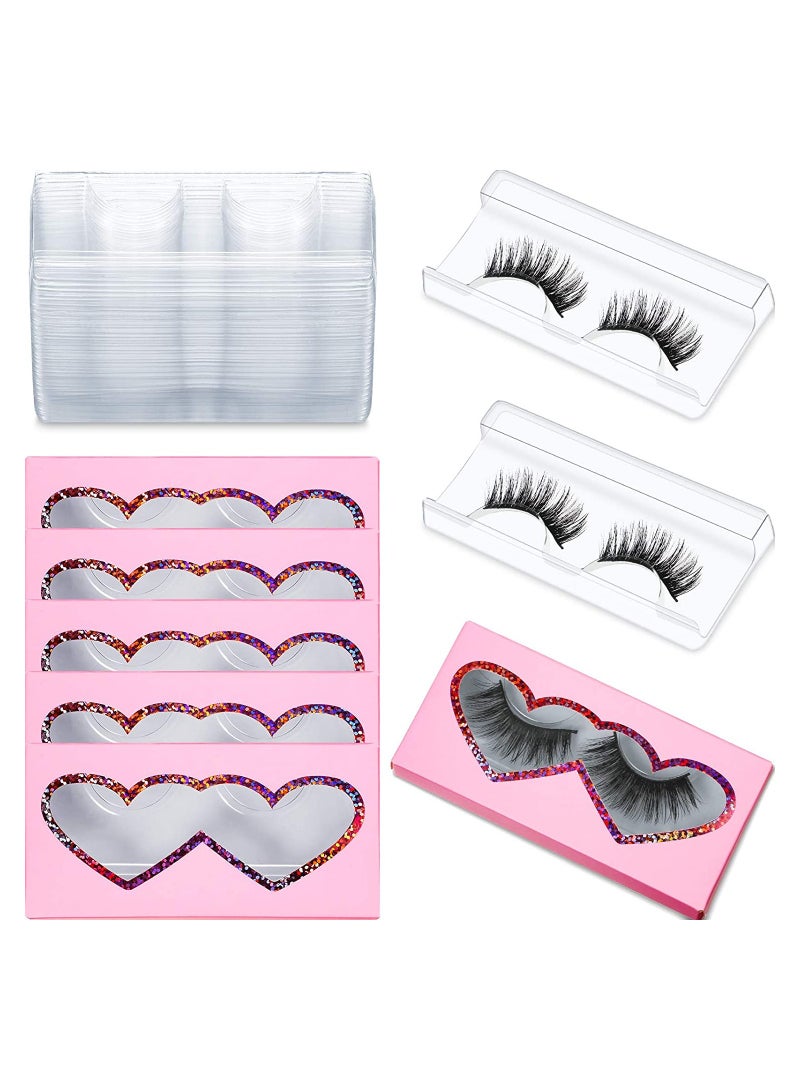 Eyelashes Packaging Box and Tray Pink, 30 Pieces Empty Eyelash Boxes Lash Box Packaging