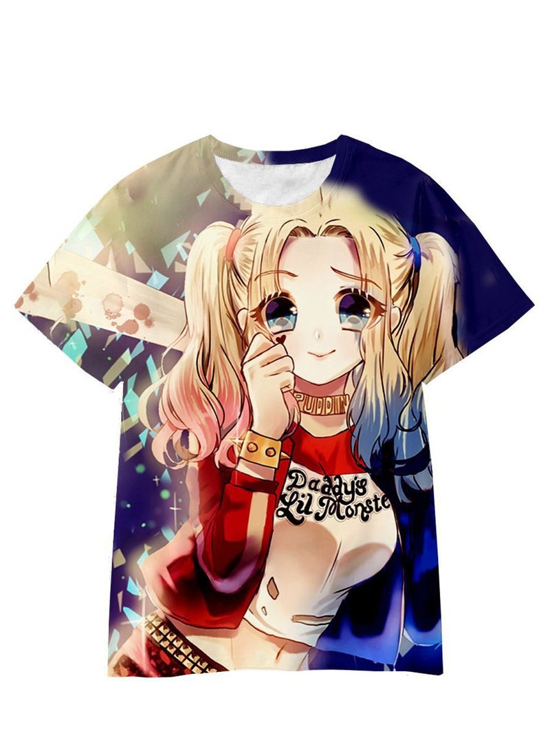 Cartoon Harley Quinn 3D digital printing personalized breathable children's T-shirt for adults and children