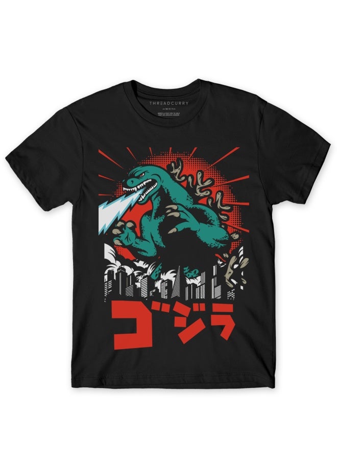 THREADCURRY Lizard Monster Anime Manga Fun Comic Cotton Graphic Printed Tshirt for Boys