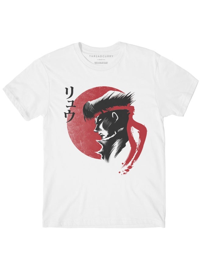 THREADCURRY Red Sun Fighter Anime Manga Fun Comic Cotton Graphic Printed Tshirt for Boys