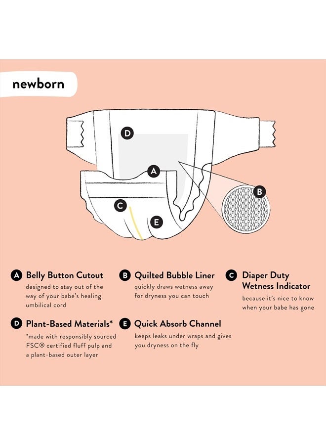 Clean Conscious Diapers | Plant-Based, Sustainable | Above It All + Pandas | Club Box, Size Newborn, 72 Count