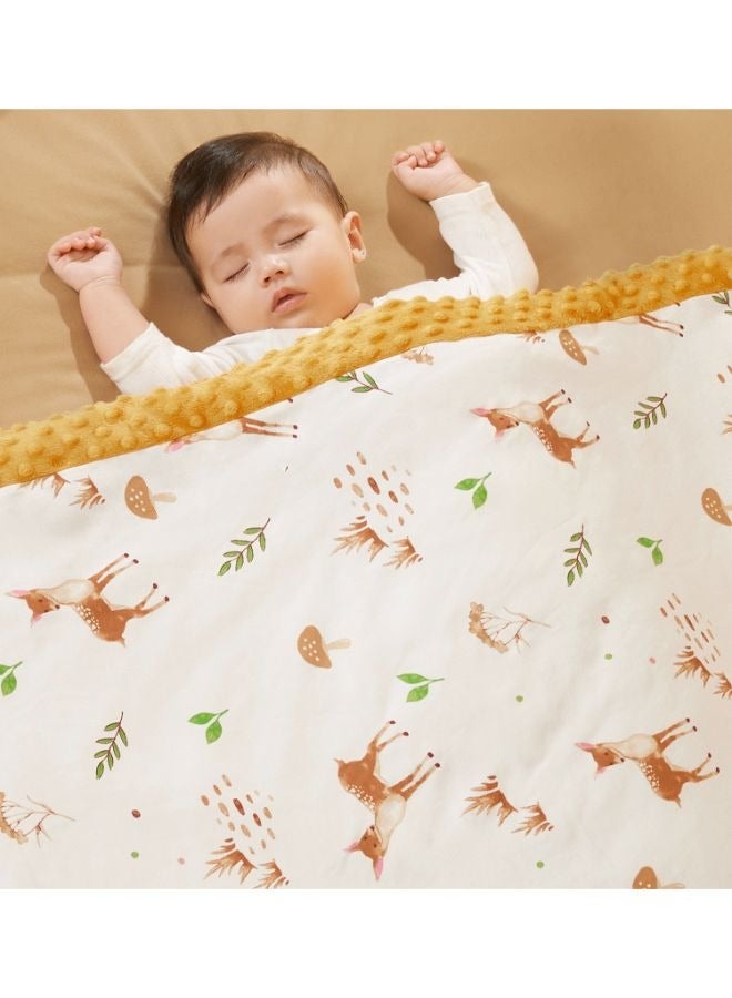 Supper Soft Plush Baby Blanket with Print Flower Pattern and Soothing Raised Dots Double Layer Blanket 100x140cm