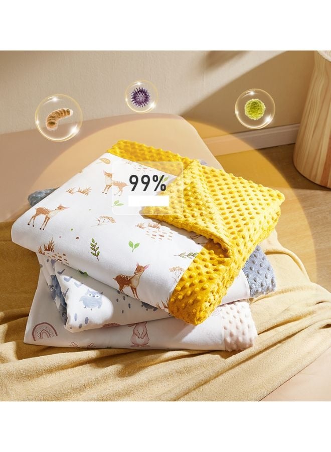 Supper Soft Plush Baby Blanket with Print Flower Pattern and Soothing Raised Dots Double Layer Blanket 100x140cm