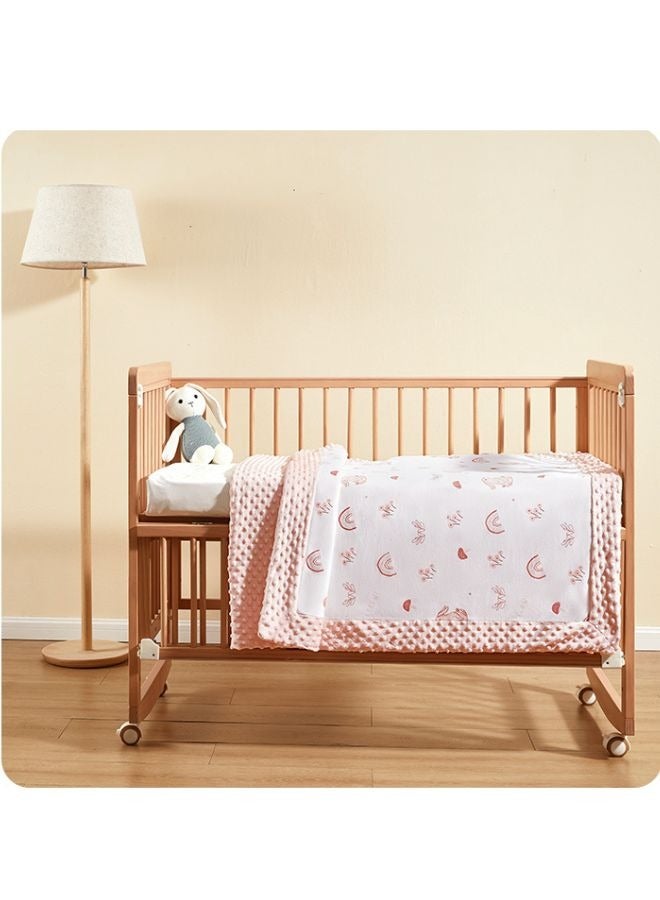 Supper Soft Plush Baby Blanket with Print Flower Pattern and Soothing Raised Dots Double Layer Blanket 100x140cm