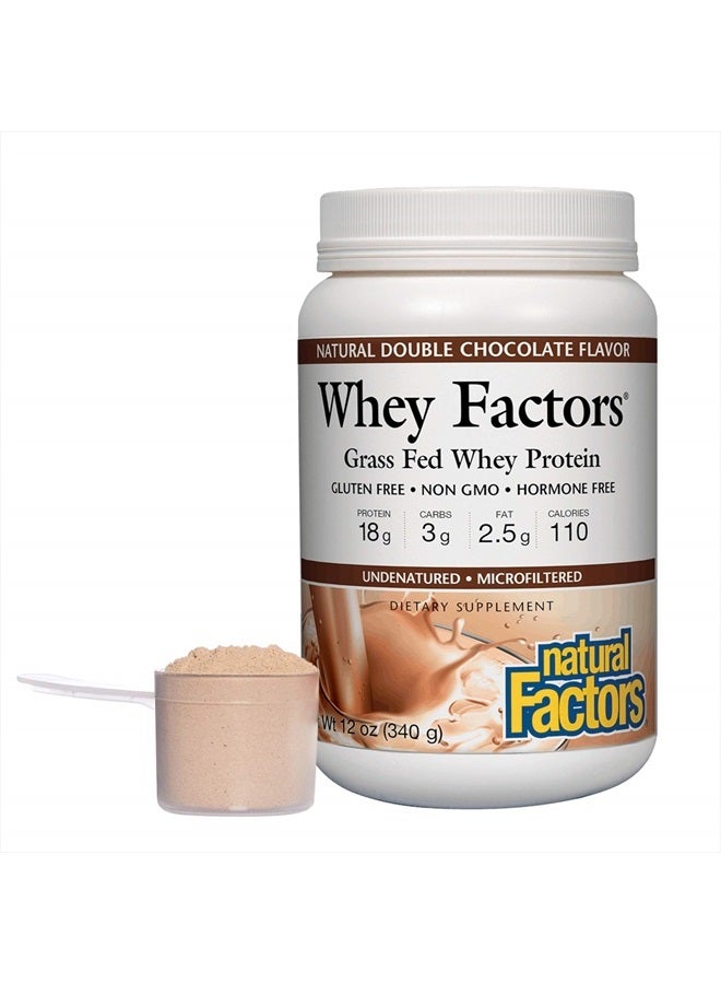 Whey Factors by Natural Factors, Grass Fed Whey Protein Concentrate, Aids Muscle Development and Immune Health, Double Chocolate, 12 Oz