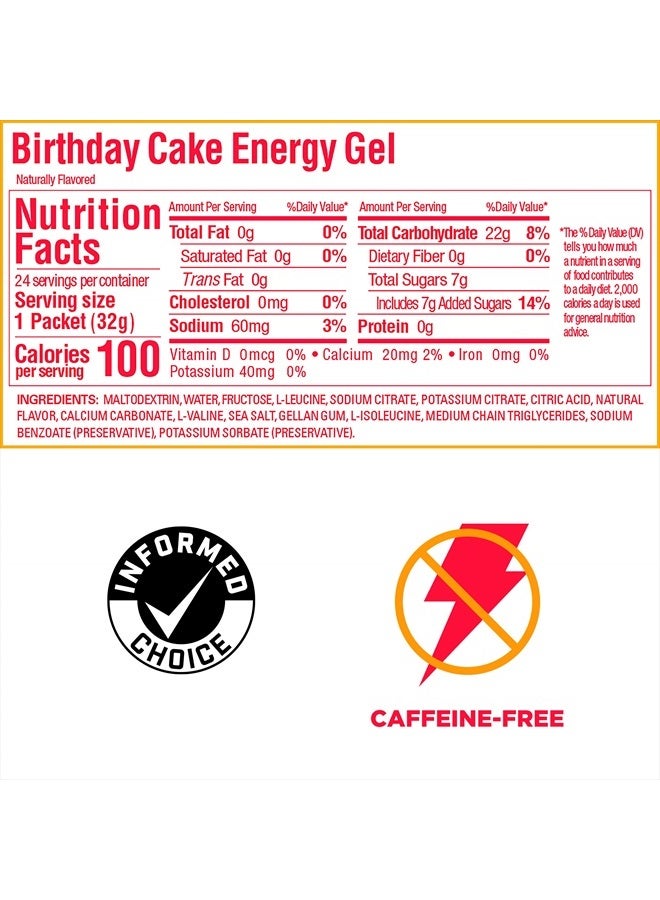 Energy Original Sports Nutrition Energy Gel, Vegan, Gluten-Free, Kosher, and Dairy-Free On-the-Go Energy for Any Workout, 24-Count, Birthday Cake
