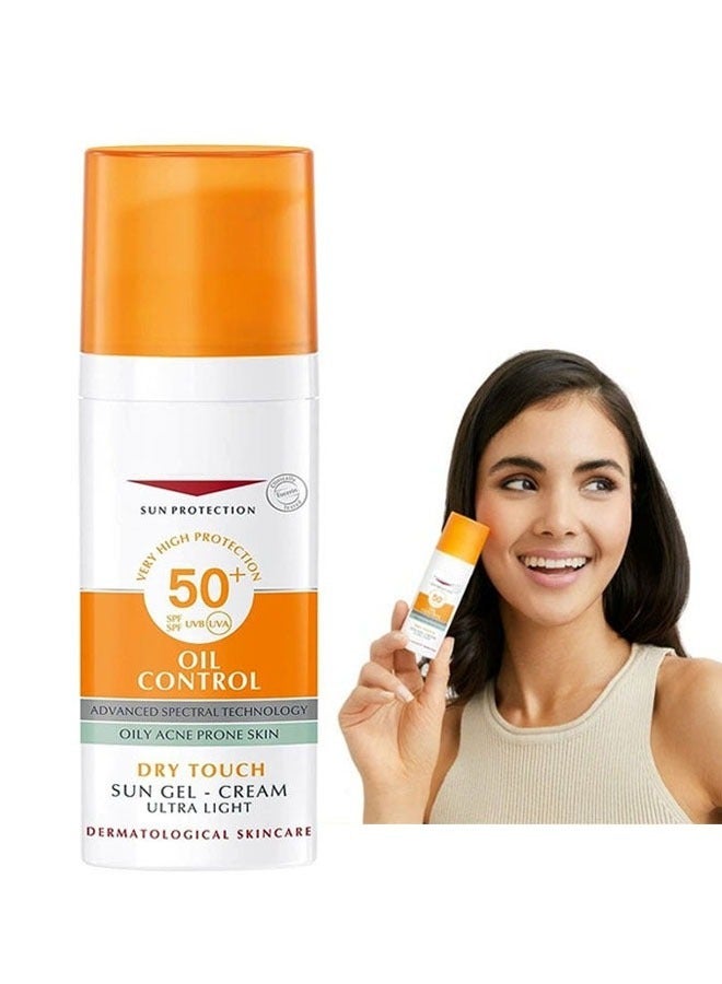 Sun Gel Cream Oil Control SPF50+, Have an Ultra Lightn and Non Greasy Texture, Superior Sunscreen For All Skin Types, Suitable Under Makeup With Long Lasting Dry Matt Finish and Anti Shine Effect