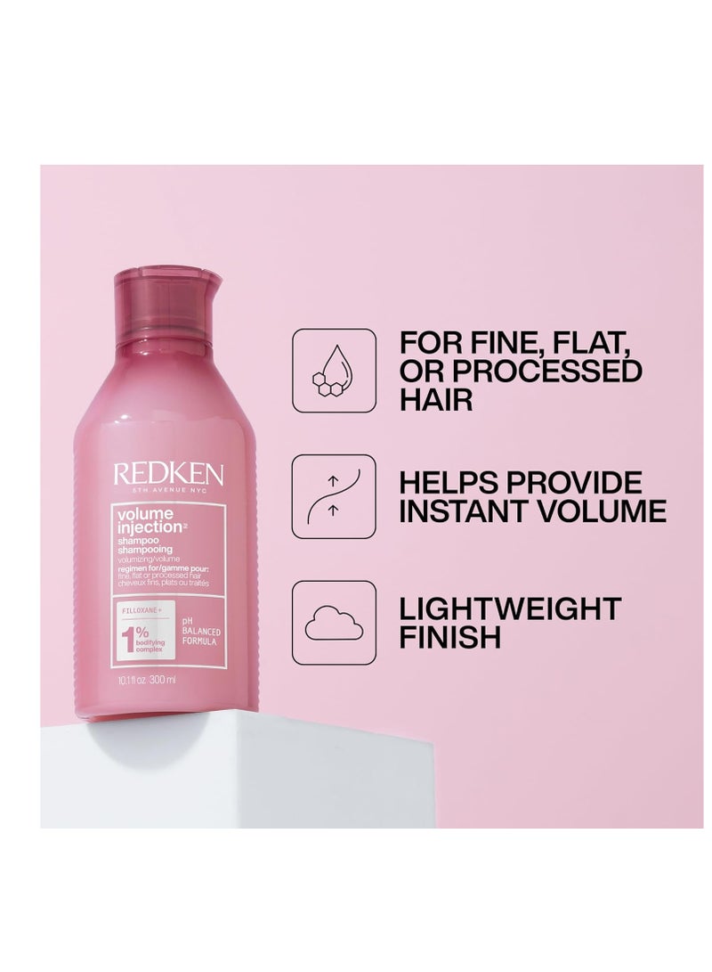 Redken Volume Injection Shampoo | Lightweight Volume Shampoo For Fine Hair | Adds Volume, Lift, and Body to Flat Hair | Paraben Free