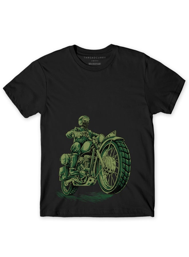 THREADCURRY Hell Biker Fun Comic Cotton Graphic Printed Tshirt for Boys