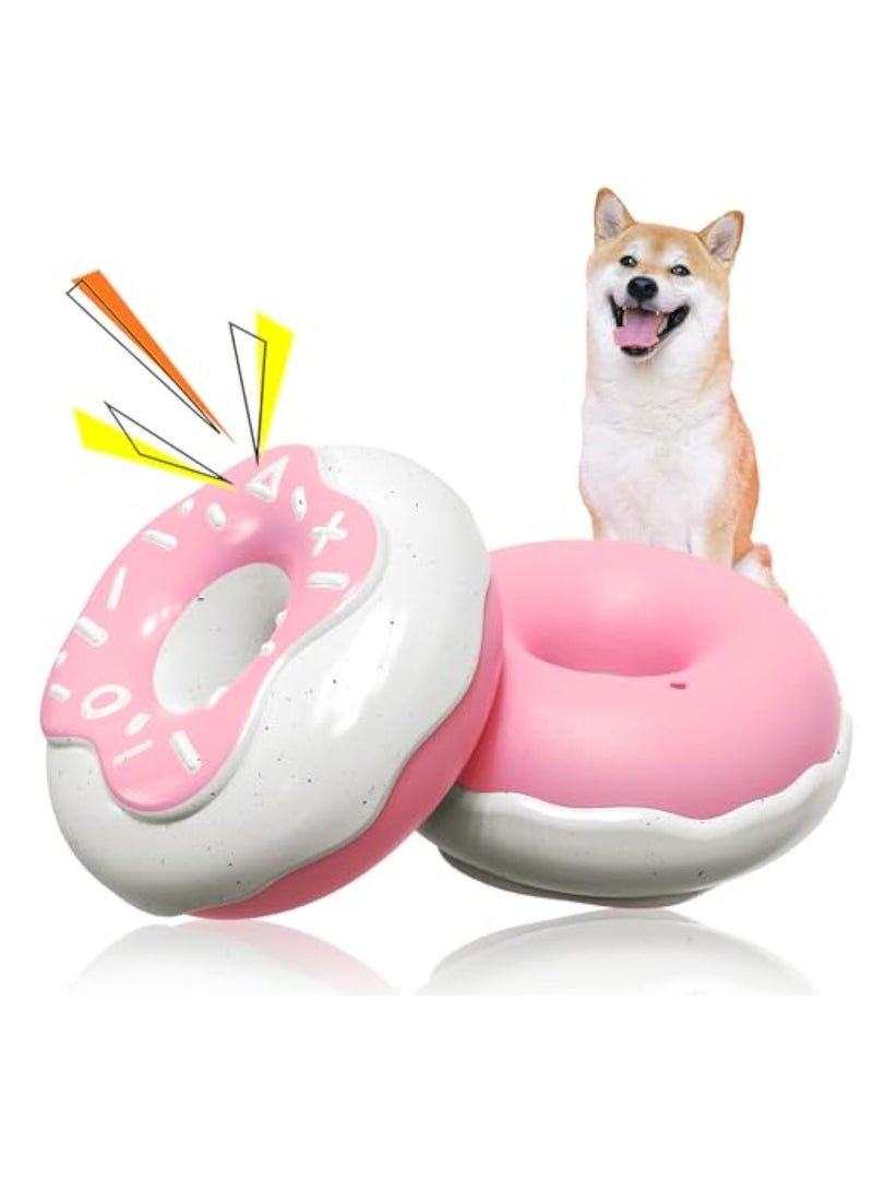 Dog Squeaky Toys, Tough Dog Toys  for Aggressive Chewers, Doughnut Shape Dog chew,Durable & Tough Interactive Dog Toys for Small Medium Dogs (Pink)
